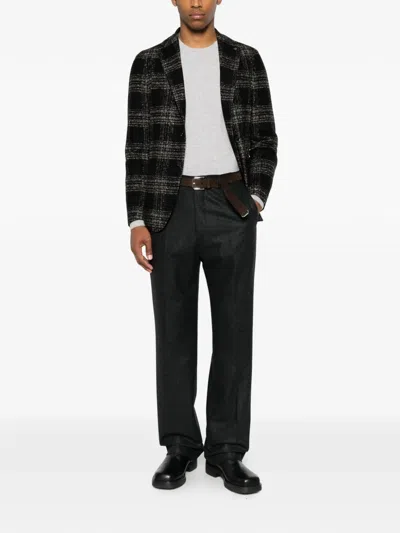 Tagliatore Check-pattern Single-breasted Blazer In Black