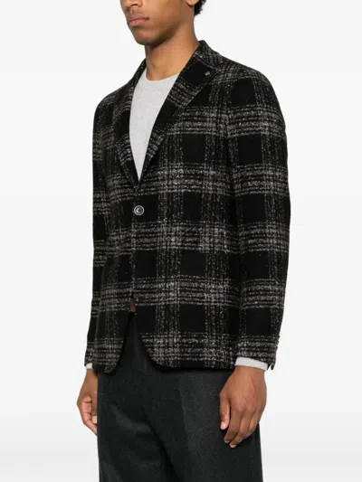 Tagliatore Check-pattern Single-breasted Blazer In Black
