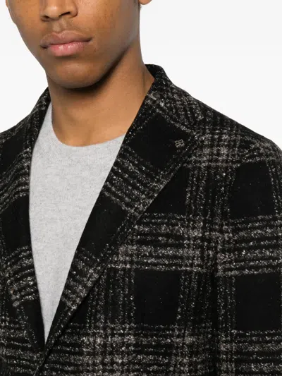 Tagliatore Check-pattern Single-breasted Blazer In Black