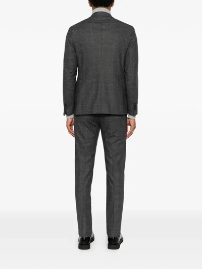 Tagliatore Check-pattern Single-breasted Suit In Gray