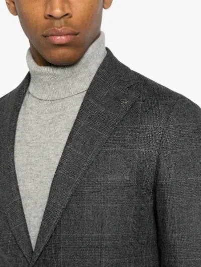 Tagliatore Check-pattern Single-breasted Suit In Gray