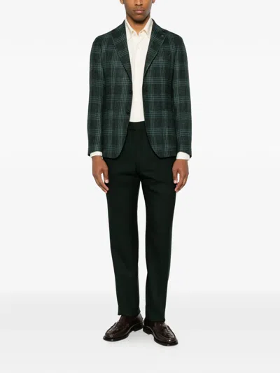 Tagliatore Check-pattern Notched-lapels Blazer In Black