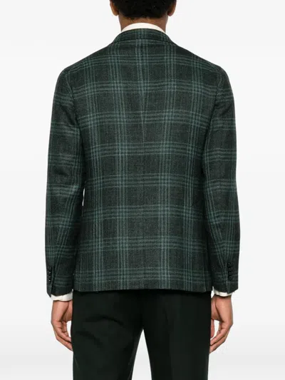 Tagliatore Check-pattern Notched-lapels Blazer In Black