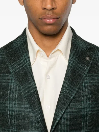 Tagliatore Check-pattern Notched-lapels Blazer In Black