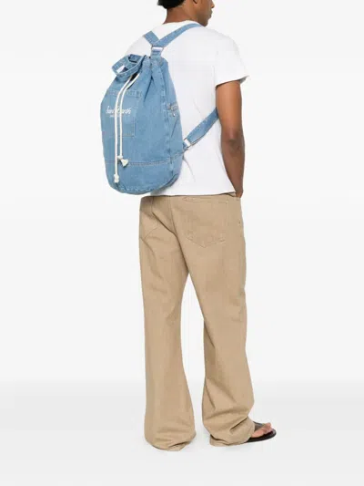 Mc2 Saint Barth Drawstring Denim Backpack In Red