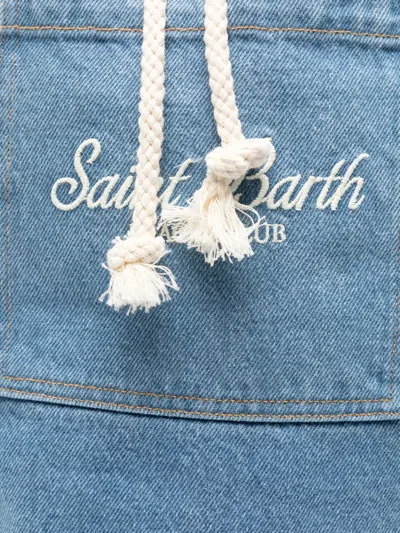 Mc2 Saint Barth Drawstring Denim Backpack In Red