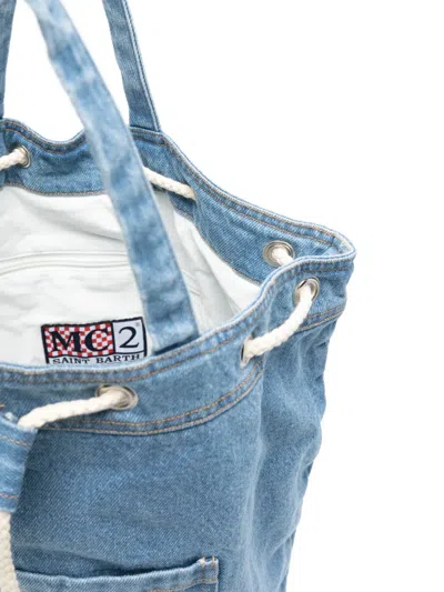 Mc2 Saint Barth Drawstring Denim Backpack In Red