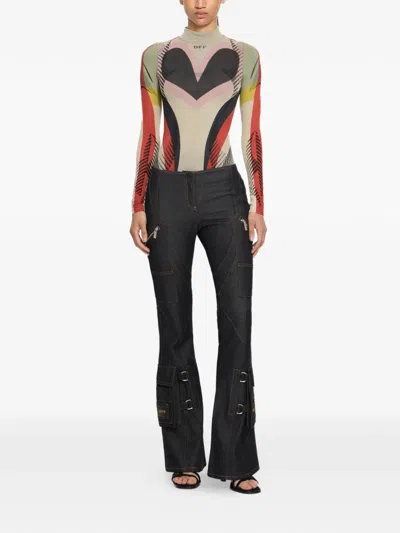 Off-white Low-rise Flared Jeans In Black
