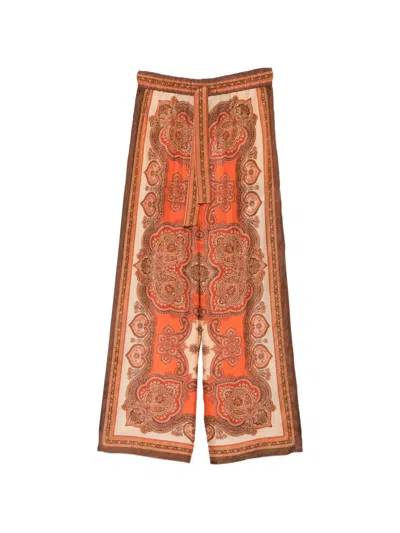 Zimmermann Womens Tangerine Paisley Mahon Relaxed Silk Trousers In Multi