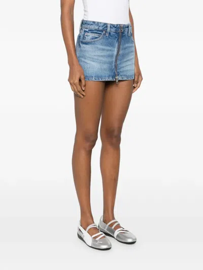 Alexander Wang Zip Front Mini Skort In Blue