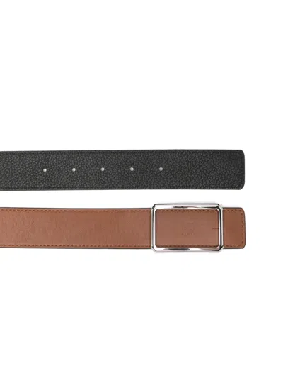 Maison Boinet Logo-debossed Rectangular-buckle Belt In Brown