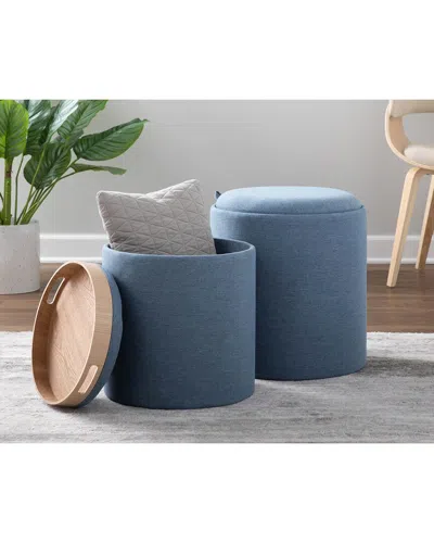 Lumisource Tray Nesting Ottoman Set In Blue