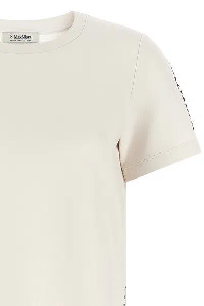 Max Mara Beige Solid Crew Neck T-shirt In White