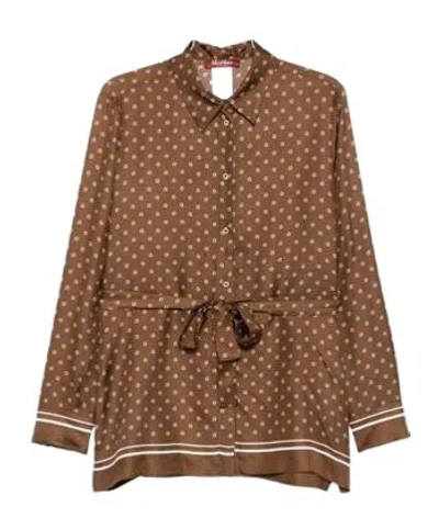 Max Mara Geometric-print Blouse In Brown