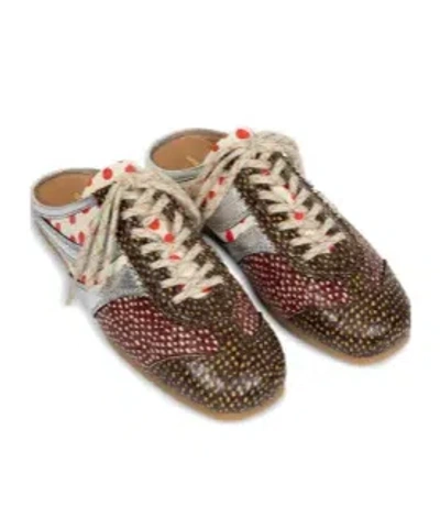Dries Van Noten Polka-dot Lace-up Slip-ons In Multi