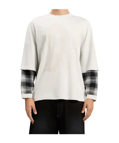 Palm Angels Skull Double Layer T-shirt In Neutral
