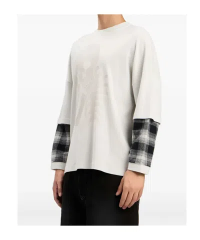 Palm Angels Skull Double Layer T-shirt In Neutral