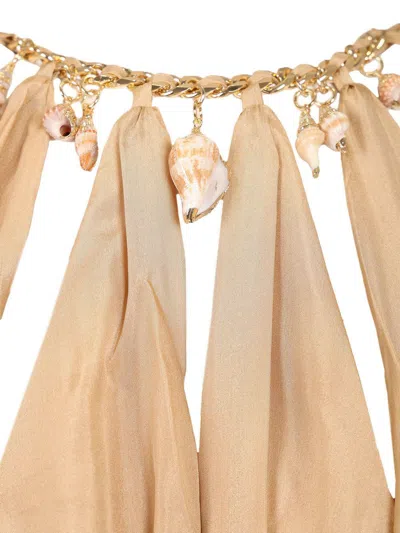 Zimmermann Silk Mini Dress With Billow Sleeves And Adjustable Chain In Brown