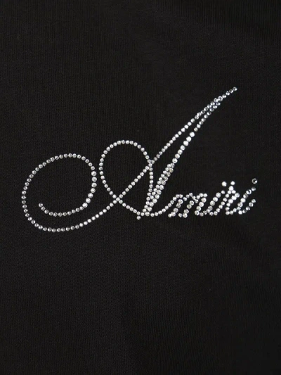 Amiri Mens Black Crystal Script-logo Cotton-jersey T-shirt In Black