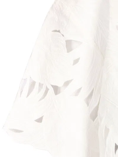 Zimmermann Womens Ivory Mahon Embroidered Cropped Cotton Shirt Xl In White