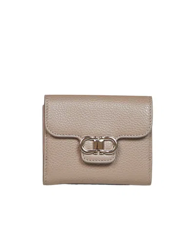 Ferragamo Gancini Leather Wallet In Brown