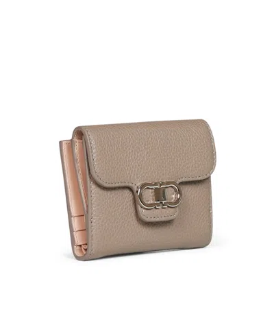 Ferragamo Gancini Leather Wallet In Brown