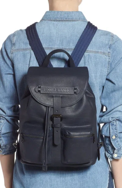 Longchamp Small 3d Leather Backpack In Black