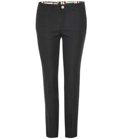 Gucci Polka-dot Print Wool-blend Trousers In Black