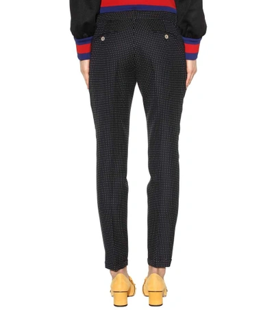 Shop Gucci Cropped Wool-blend Trousers In Black