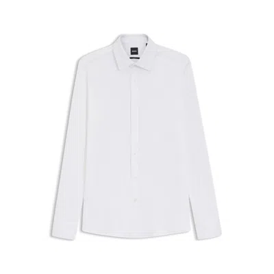 Hugo Boss Slim-fit Shirt In Italian-made Performance-stretch Jersey In White
