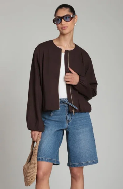 Bagatelle Bubble Sleeve Full Zip Jacket In Multi
