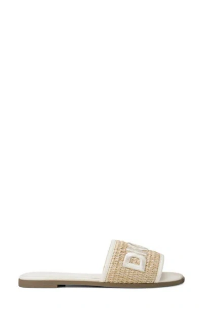 Dkny Logo-embroidered Woven Sandals In White