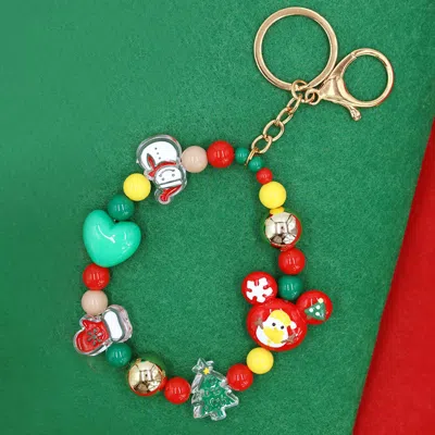 Fashnzfab Christmas Charm Beaded Stretchable Keychain In Multi