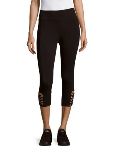 Andrew Marc Two-tone Knit Ankle Leggings In Black