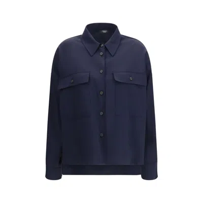 Max Mara Mulino Cropped Shirt Jacket In Blue