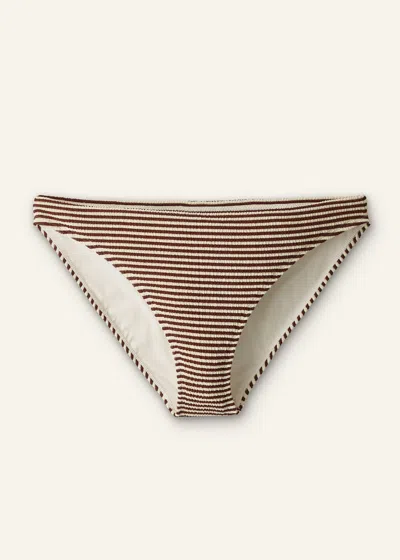 Me+em Microstripe Bikini Bottom Cinnamon Brown-cream In Multi