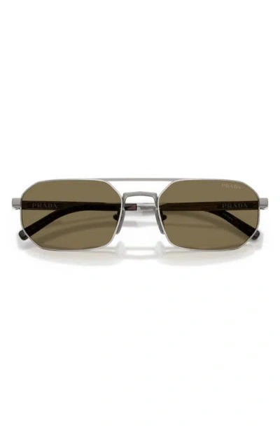 Prada 55mm Irregular Sunglasses In Silver