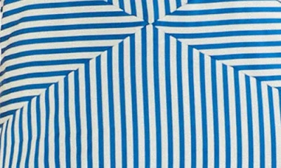 Farm Rio Sky Striped Embroidered Cotton Poplin Midi Dress In Blue