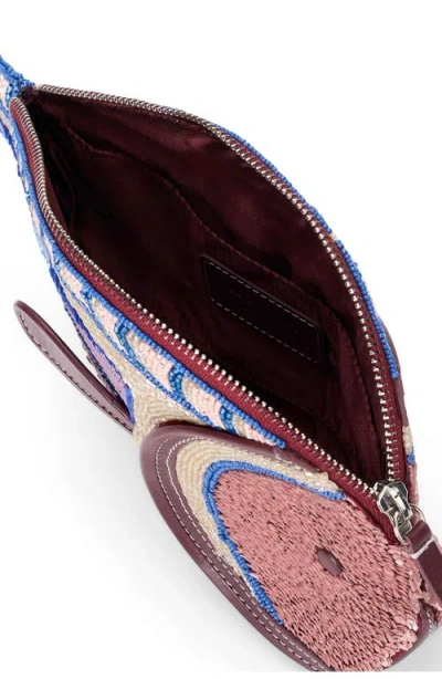 Staud Pesce Beaded Fish Clutch In Purple