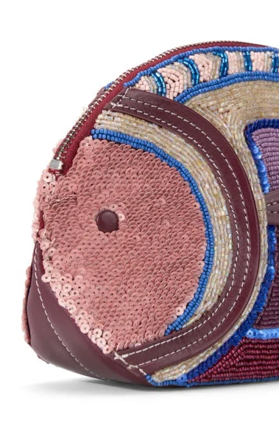 Staud Pesce Beaded Fish Clutch In Purple