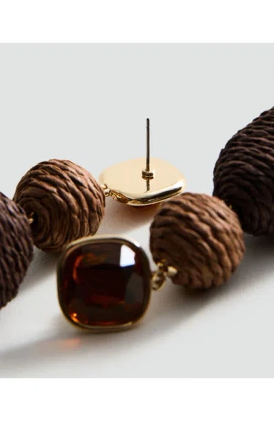 Mango Raffia Drop Earrings In Brown
