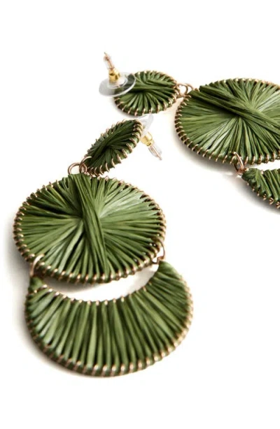 Mango Long Drop Earrings In Black