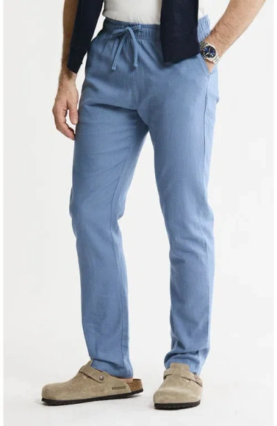 Jachs Linen Blend Drawstring Pants In Blue