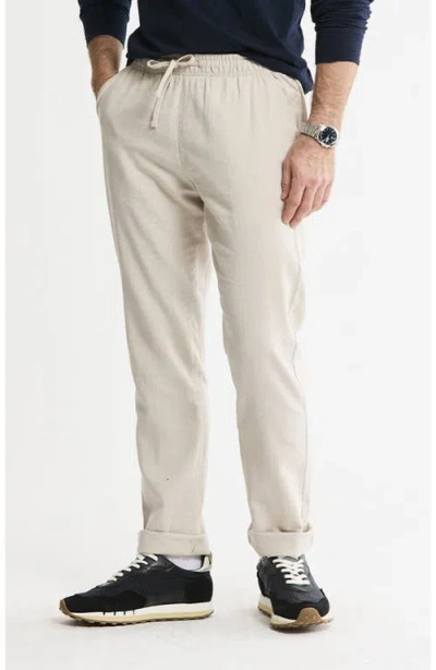 Jachs Linen Blend Drawstring Pants In Gray