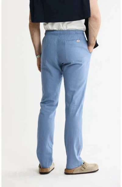 Jachs Linen Blend Drawstring Pants In Blue