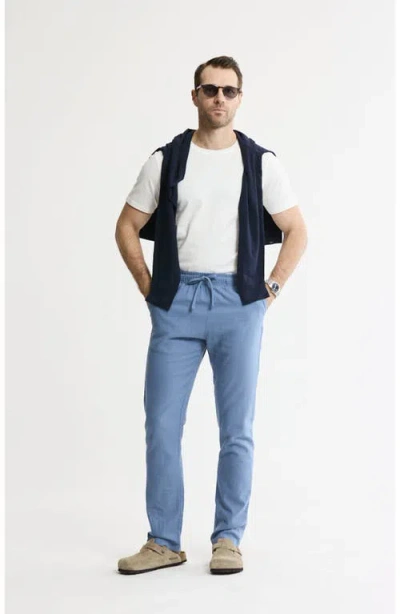 Jachs Linen Blend Drawstring Pants In Blue