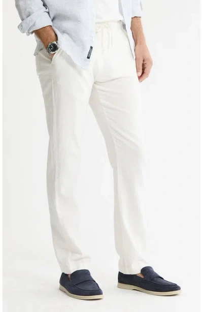 Jachs Linen Blend Drawstring Pants In White