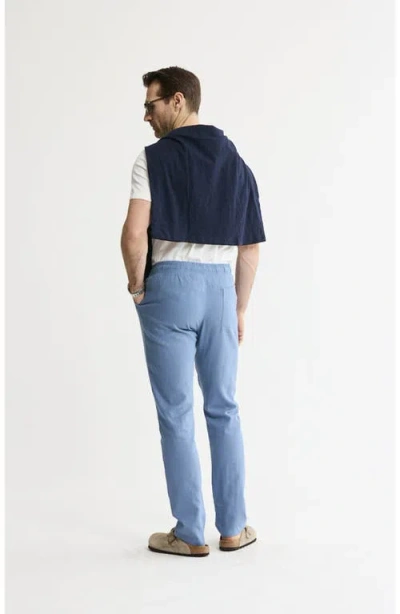 Jachs Linen Blend Drawstring Pants In Blue
