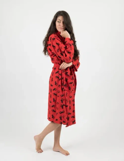 Leveret Micro Fleece Robe In Red