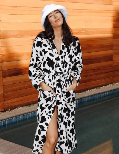 Leveret Micro Fleece Robe In Multi